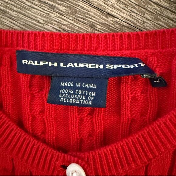 Ralph Lauren Red Cable Knit Cardigan - Picture 2 of 7